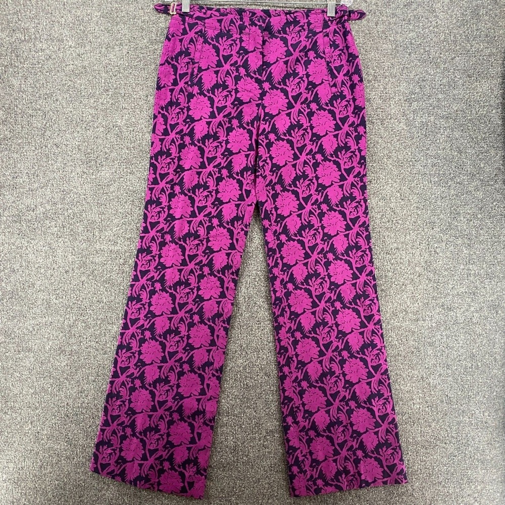 Tory Burch Pants Size 4‎ Purple Floral Linen Cotton Beachy Ladies Resort Coastal